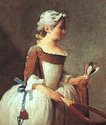 Jean Baptiste Simeon Chardin Girl with Racket and Shuttlecock oil painting on canvas